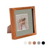 3D Box Photo Frame Picture Display 8 x 8 with 4 x 4 Mount Dark Wood/Grey