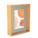3D Deep Box Photo Frame 8 x 10 with 5 x 7 Mount Light Wood/Grey