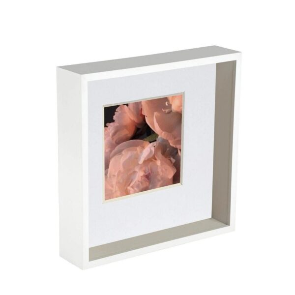 3D Deep Box Photo Frame Picture Display 10 x 10  with 6 x 6  Mount White/White
