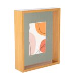 3D Deep Box Photo Frame 8 x 10 with 4 x 6 Mount Light Wood/Grey