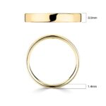 3.0mm Classic Flat Court Wedding Ring, 18ct Yellow Gold - Image 2