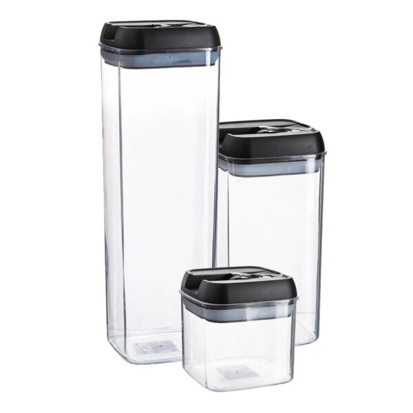 3 Piece Flip Lock Plastic Food Storage Containers Set Kitchen Food Canister