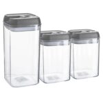 3 Piece Flip Lock Plastic Food Storage Containers Set Kitchen Food Canister