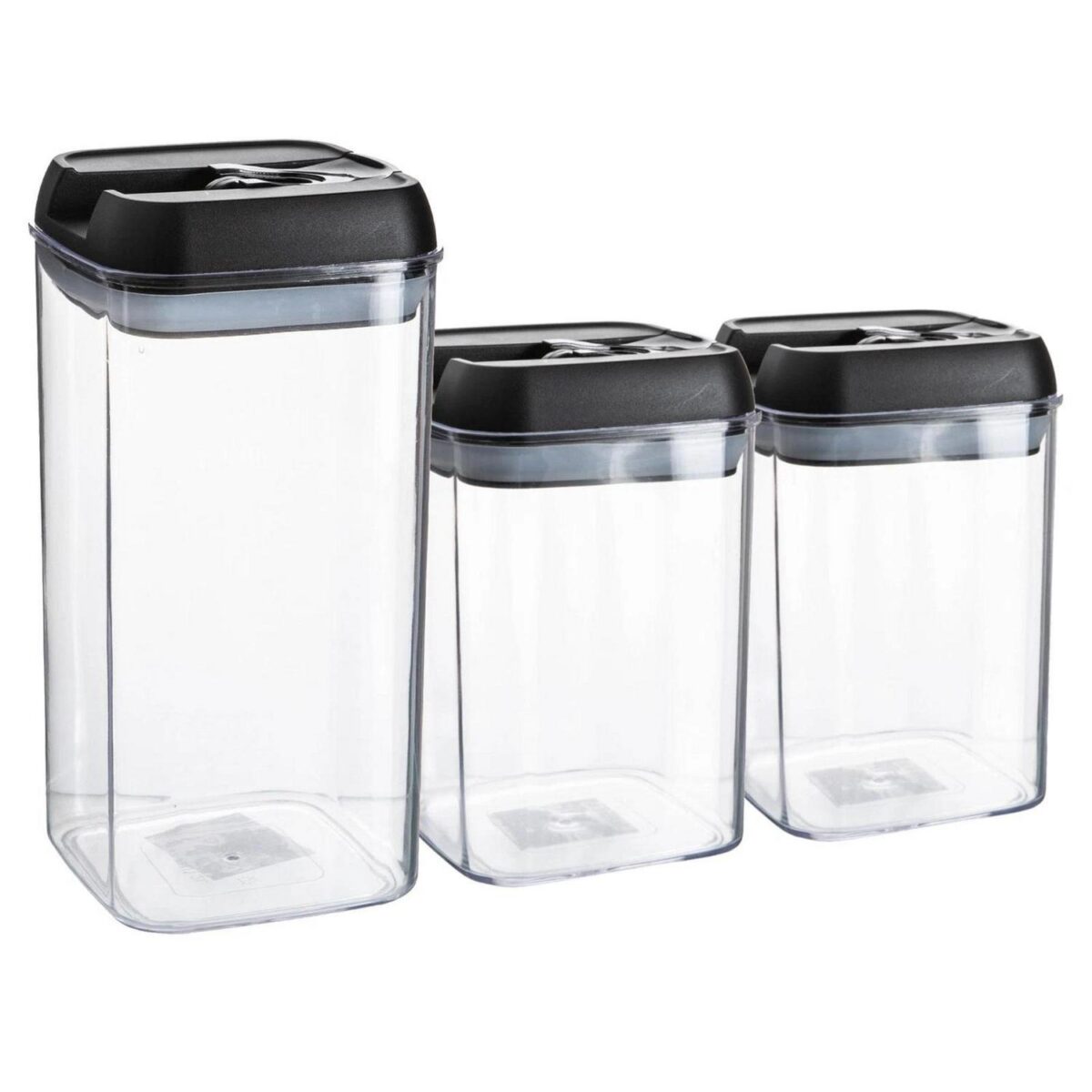 3 Piece Flip Lock Plastic Food Storage Containers Set Kitchen Food Canister - Image 1