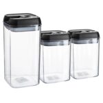 3 Piece Flip Lock Plastic Food Storage Containers Set Kitchen Food Canister