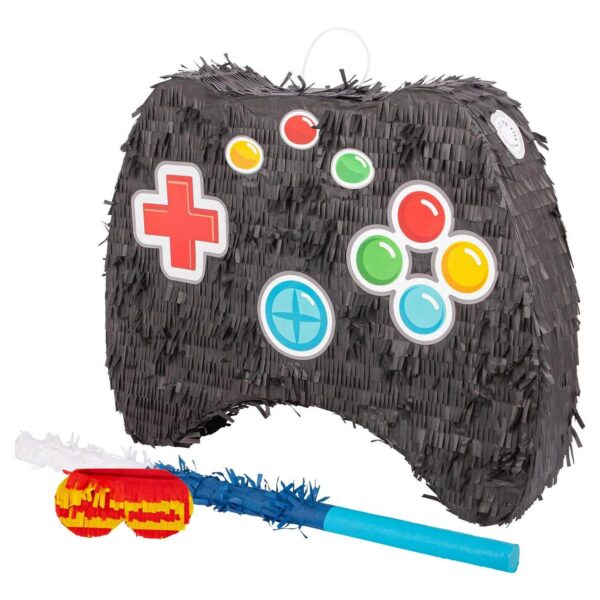 3pc Game Controller Pinata Set with Blue Stick and Blindfold Birthday Party Game