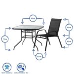 3pc Garden Furniture Set Glass Top Outdoor Patio Coffee Bistro Table Chair Black - Image 3