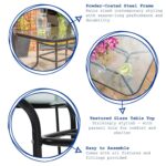 3pc Garden Furniture Set Glass Top Outdoor Patio Coffee Bistro Table Chair Black - Image 2
