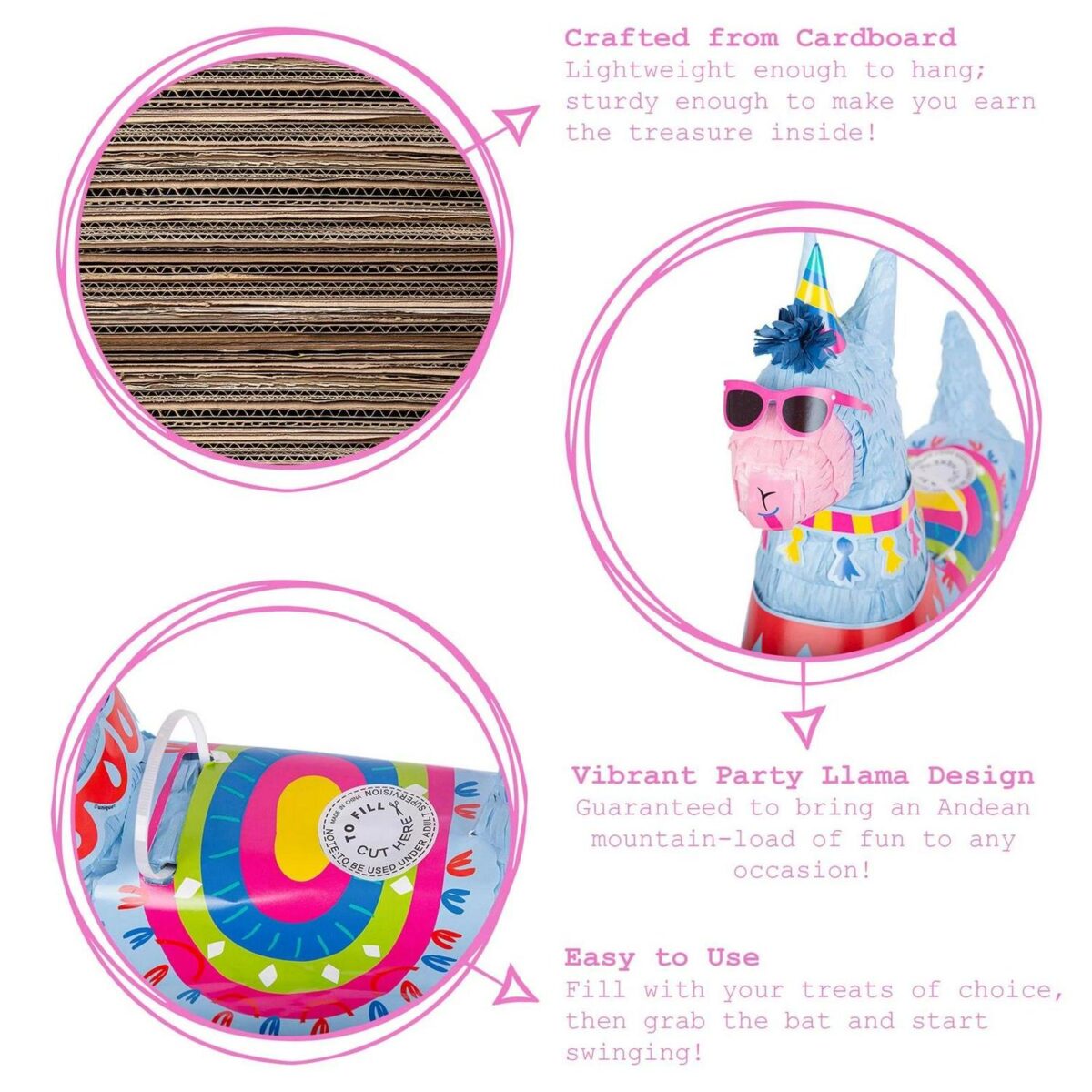 3pc Llama Pinata Set 30d70721e2eedd8fb8d8b84d75ec0ad8