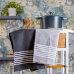 3pc Monochrome 60cm x 40cm Cotton Tea Towels Set Kitchen Dish Towels Cloths - Image 5