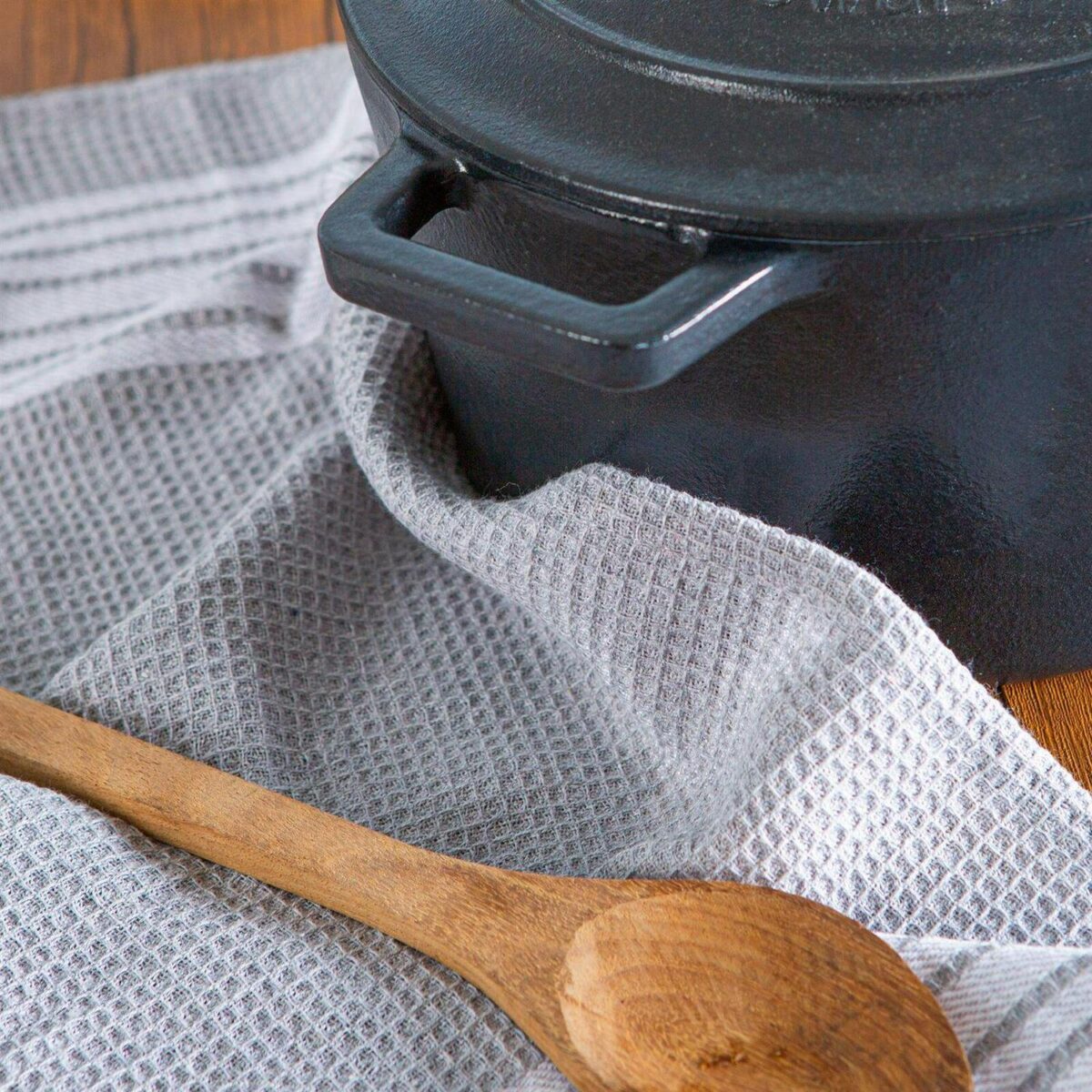 3pc Monochrome 60cm x 40cm Cotton Tea Towels Set Kitchen Dish Towels Cloths - Image 7