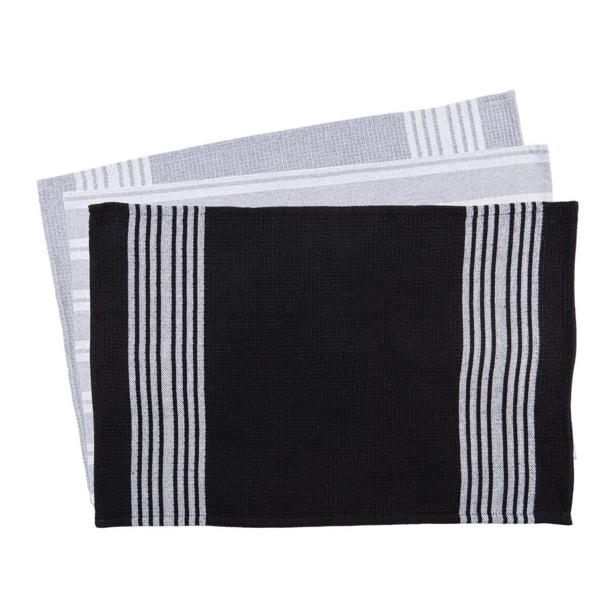 3pc Monochrome 60cm x 40cm Cotton Tea Towels Set Kitchen Dish Towels Cloths - Image 1