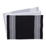 3pc Monochrome 60cm x 40cm Cotton Tea Towels Set Kitchen Dish Towels Cloths