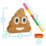 3pc Poop Emoji Pinata Set with Stick and Blindfold Pink Stick Birthday Party Game - Image 3