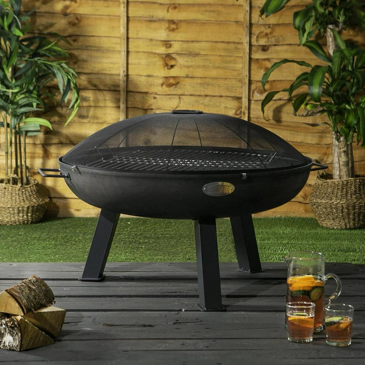 3pc Round Firepit, Grill and Dome set Large Cast Iron Firepit - Image 6
