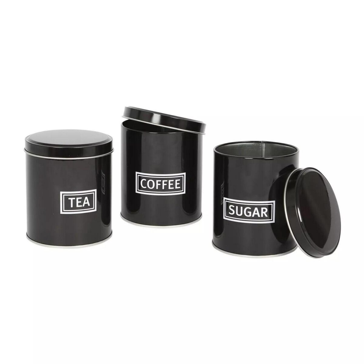 3pc Round Metal Tea Coffee Sugar Storage Set Airtight Kitchen Canister Jars Pots - Image 5