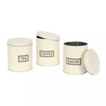 3pc Round Metal Tea Coffee Sugar Storage Set Airtight Kitchen Canister Jars Pots - Image 6