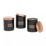 3pc Round Metal Tea Coffee Sugar Storage Set Airtight Kitchen Canister Jars Pots - Image 9