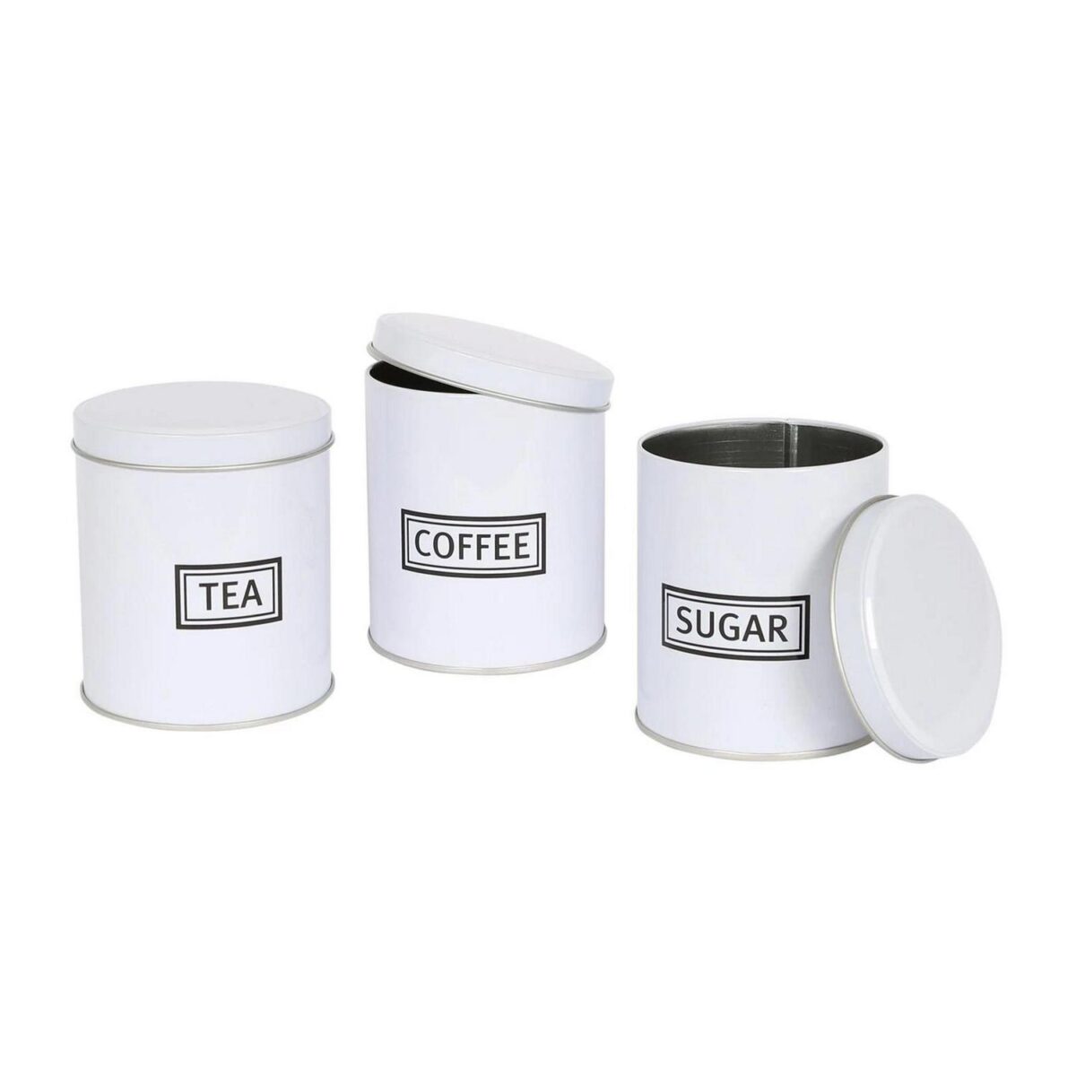 3pc Round Metal Tea Coffee Sugar Storage Set Airtight Kitchen Canister Jars Pots - Image 4