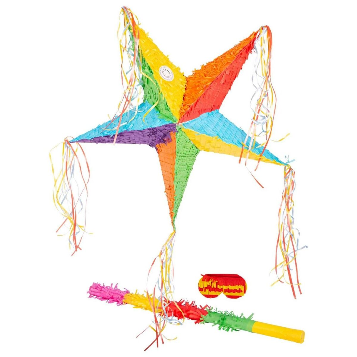 3pc Star Pinata Set with Multi Stick and Blindfold Children's Birthday Party Game - Image 1