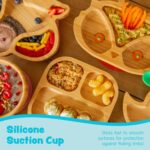 3pc Tiny Dining Blue Fox Bamboo Baby Feeding Set Kids Plate Bowl Spoon - Image 3