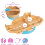 3pc Tiny Dining Blue Dinosaur Bamboo Baby Feeding Set Kids Plate Bowl Spoon - Image 3
