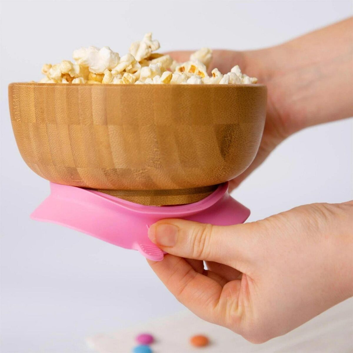 3pc Tiny Dining Pink Square Bamboo Baby Feeding Set Kids Plate Bowl Spoon - Image 2