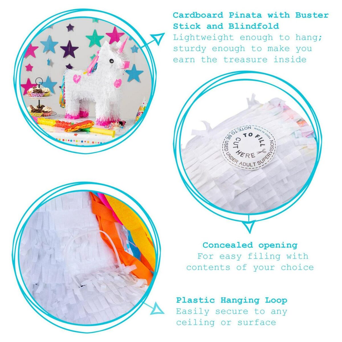 3pc Unicorn Pinata S f1e9945f7ca63adbb09539c85aed93db