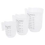 3pc White Plastic Measuring Jug Set Stackable Kitchen Baking Cooking Cups