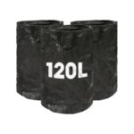 3x 120L Heavy-Duty Garden Waste Bags Black Large Reusable Grass Refuse Sacks