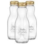 3x Bormioli Rocco 1L Quattro Stagioni Glass Juice Bottles with Screw Top Lid