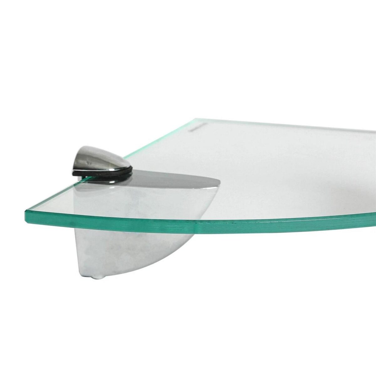 3x Clear 20cm Floating Glass Corner Shelves Bathroom Shelf with Chrome Brackets - Image 4