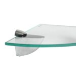 3x Clear 20cm Floating Glass Corner Shelves Bathroom Shelf with Chrome Brackets - Image 4