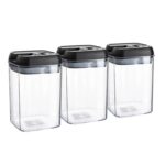 3x Flip Lock Plastic Food Storage Containers Kitchen Pantry Food Canister 800ml