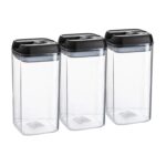 3x Flip Lock Plastic Food Storage Containers Kitchen Pantry Food Canister 1.2L
