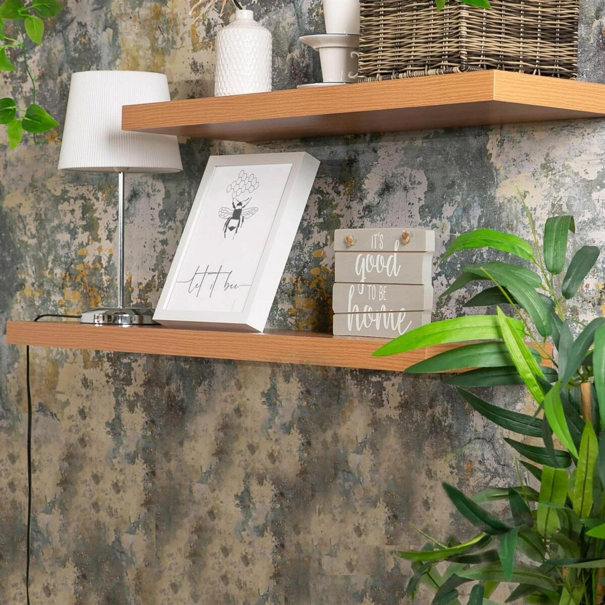 3x Floating Wall Shelves Wooden Wall Storage Living Room Bedroom 100cm Natural - Image 7