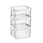 3x Food Storage Containers Plastic Kitchen Organiser Jars Clip Lid 460ml White