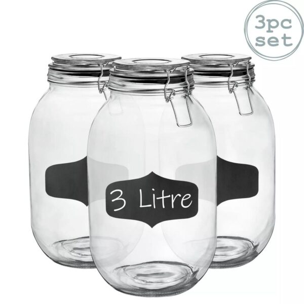 3x Glass Storage Jar 1c574763f13f65e667c0f0b7e158f47c