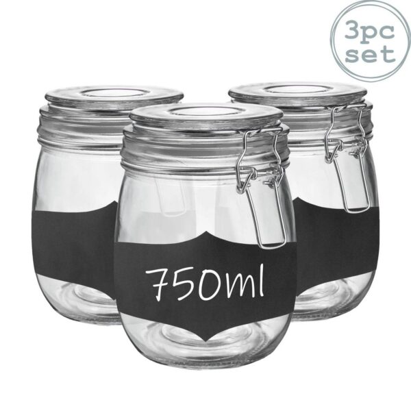 3x Glass Storage Jar 336000fd0d3bcce6a2180f19ec38e906