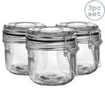 3x Glass Storage Jars Vintage Food Preserving Container 200ml Black Seal
