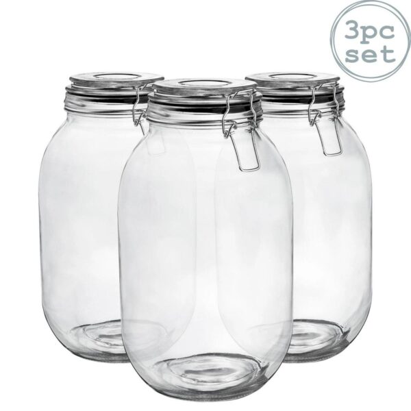 3x Glass Storage Jar d18c9c9a305b831ea60f82ae20412d7d