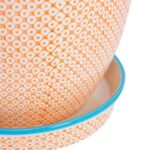 3x Hand-Printed Plant Pots with Saucers Garden Flower Planter 20.5cm Orange - Image 4