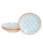 3x Hand-Printed Sauce Dishes Japanese Style Porcelain Snack Salsa Dip 10cm Blue