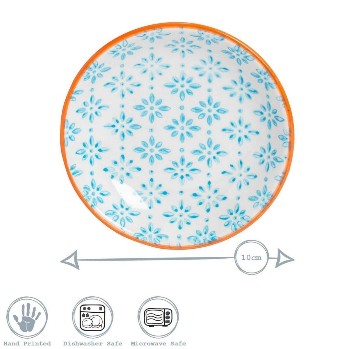 3x Hand-Printed Sauce Dishes Japanese Style Porcelain Snack Salsa Dip 10cm Blue - Image 3