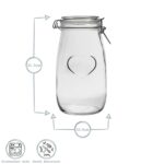 3x Heart Glass Storage Jars Food Container Clip Lid 1.5 Litre White Seal - Image 3