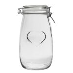 3x Heart Glass Storage Jars Food Container Clip Lid 1.5 Litre White Seal - Image 4
