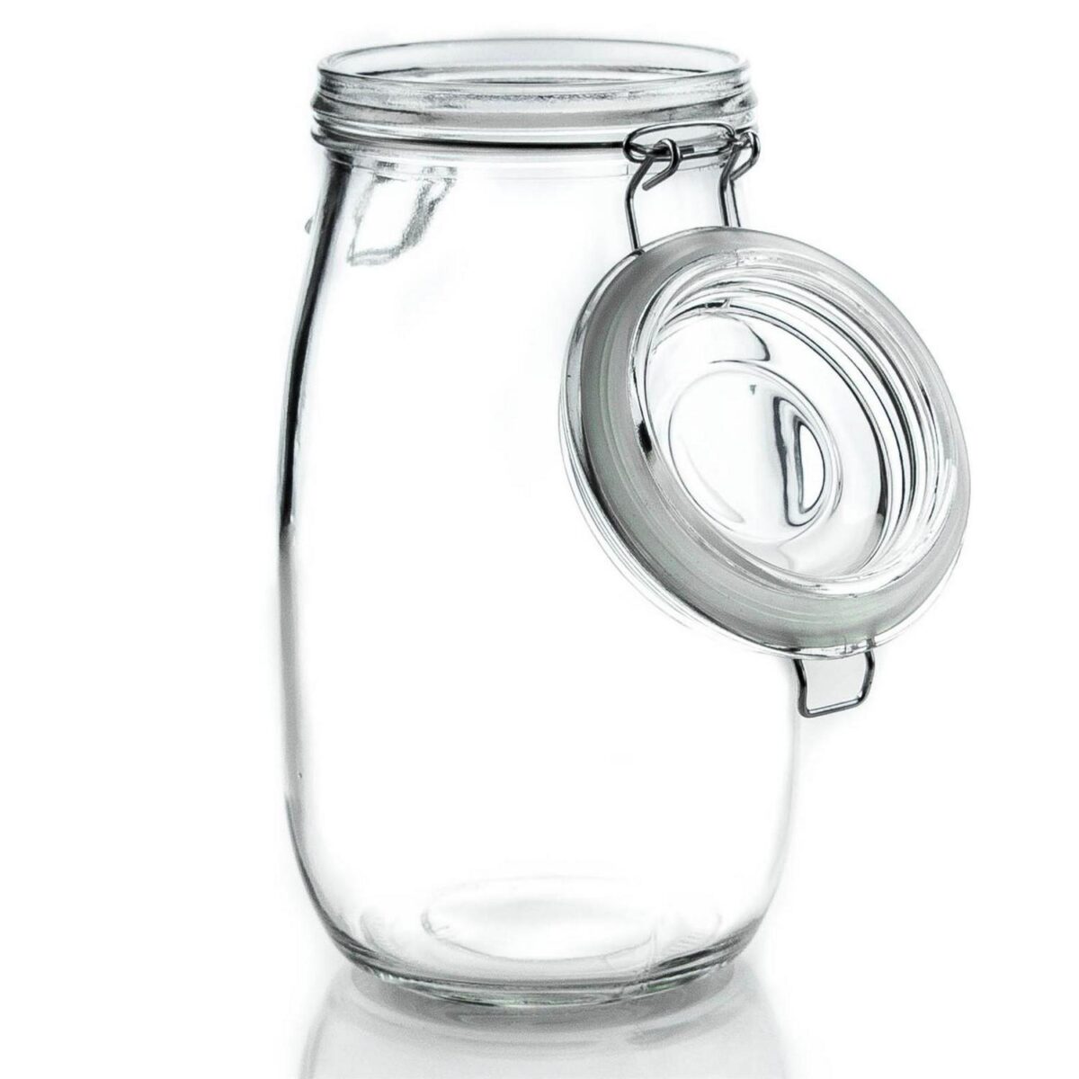 3x Heart Glass Storage Jars with Labels Food Clip 1.5 Litre Orange Seal - Image 2