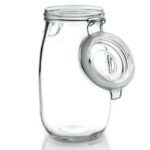 3x Heart Glass Storage Jars with Labels Food Clip 1.5 Litre Orange Seal - Image 2