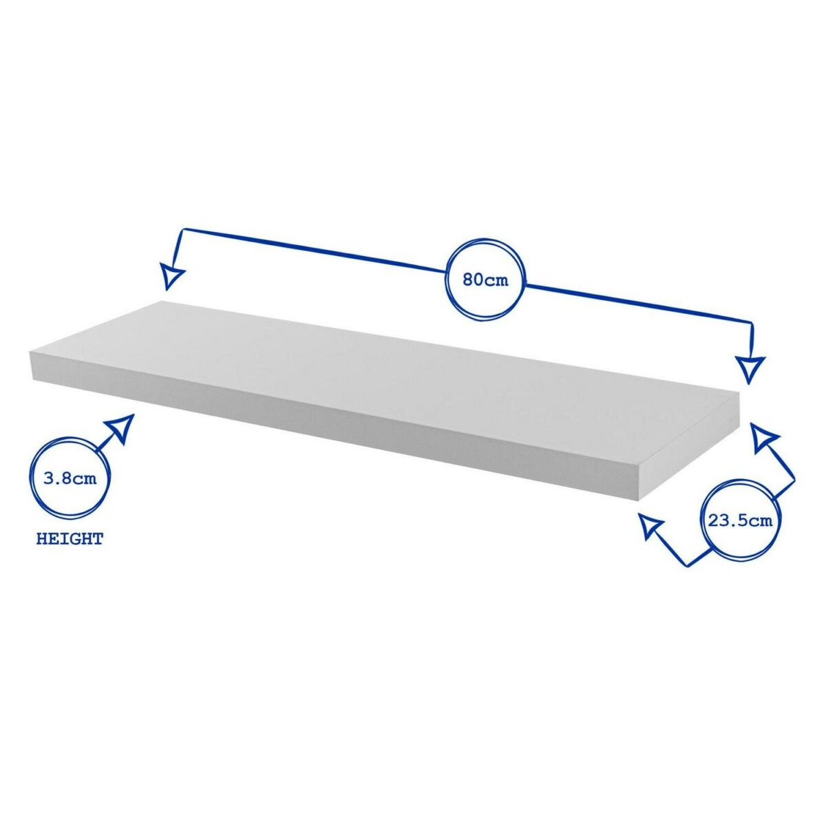 3x Modern Floating Shelves Wall Mounted Living Room Bedroom Storage 80cm White - Image 3
