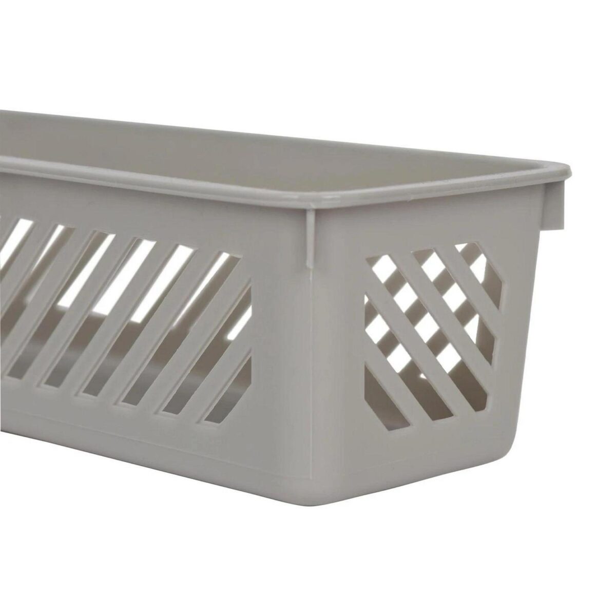 3x Plastic Storage Baskets 26.5cm x 8cm x 6cm Grey Kitchen Office School - Image 2